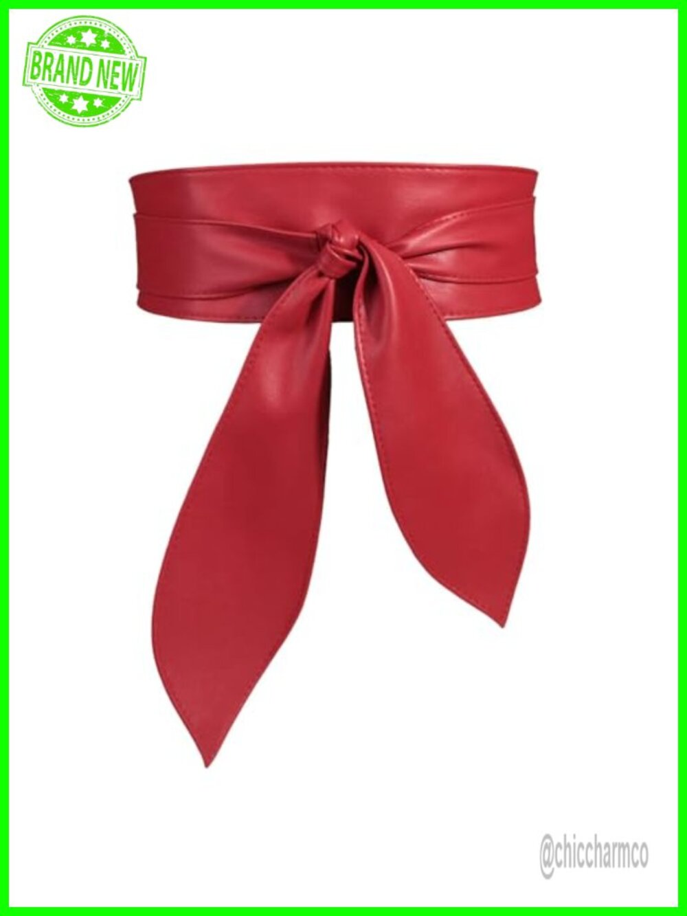 Faux Leather Wide Obi Belt Wrap Tie Waist for Dress